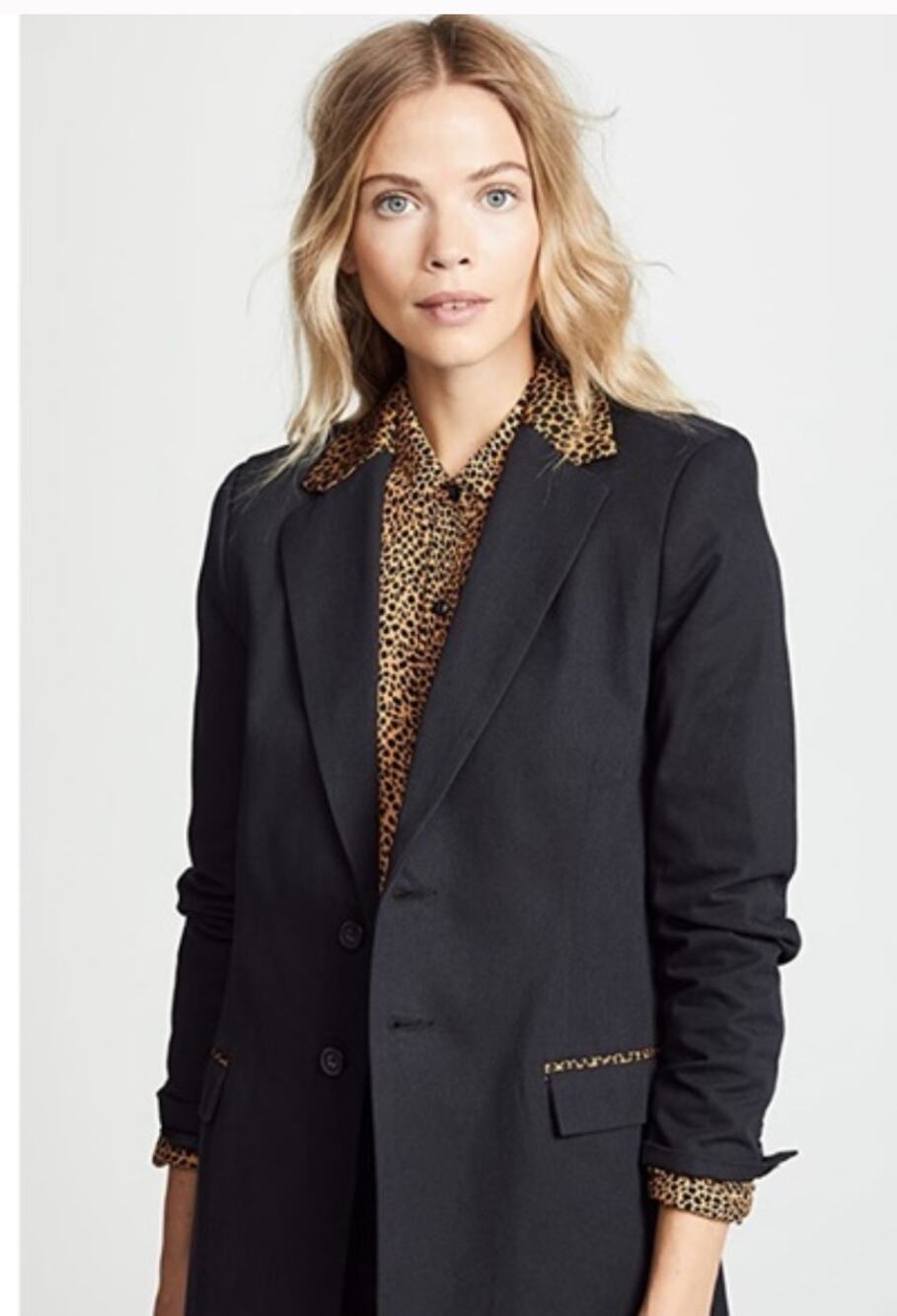 Current/Elliott The Calla Blazer Black Leopard Animal Print L